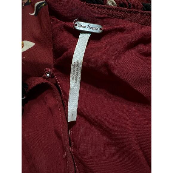 Free People All I Got Deep Red Floral Maxi Dress size 2 - Picture 5 of 9